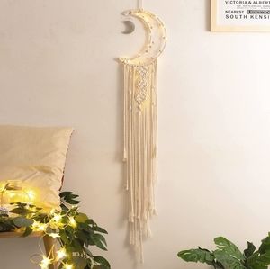 Moon Dream Catchers Wall Decor for Bedroom Boho Home Decor with Light